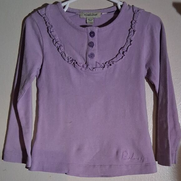Burberry Kids Lavender Ruffle Long Sleeve Tee Size 3T - Picture 5 of 10